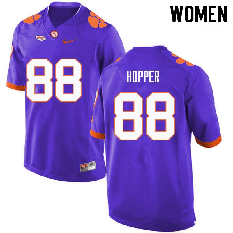 Women #88 Jayson Hopper Clemson Tigers College Football Jerseys Sale-Purple